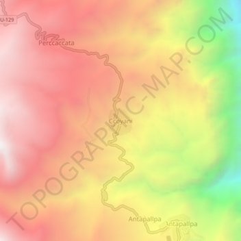 Mapa topográfico Ccoyani, altitude, relevo