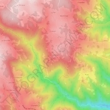 Mapa topográfico Le Devey, altitude, relevo