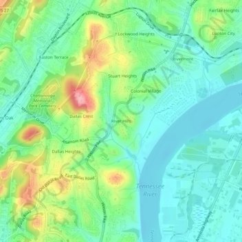 Mapa topográfico River Hills, altitude, relevo