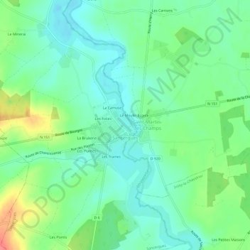 Mapa topográfico La Camuse, altitude, relevo