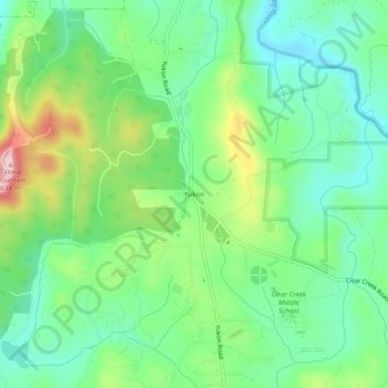 Mapa topográfico Yukon, altitude, relevo