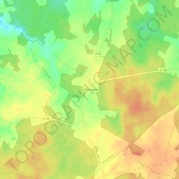 Mapa topográfico La Romagère, altitude, relevo