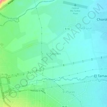 Mapa topográfico El Papelón, altitude, relevo