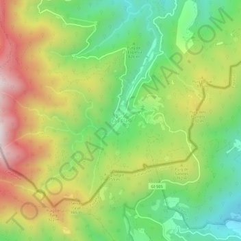 Mapa topográfico Las Illas, altitude, relevo