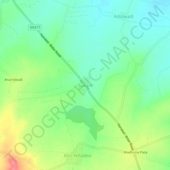 Mapa topográfico Sukani, altitude, relevo