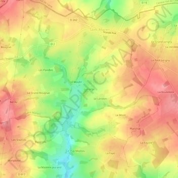 Mapa topográfico La Forge, altitude, relevo