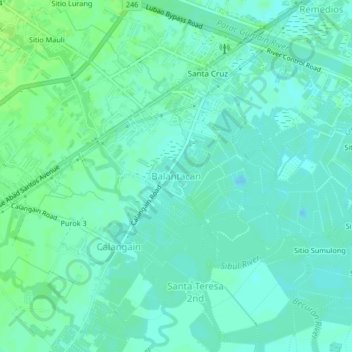 Mapa topográfico Balantacan, altitude, relevo