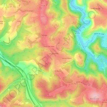 Mapa topográfico Les Vitarelles, altitude, relevo