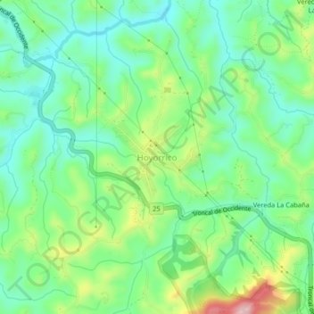 Mapa topográfico Hoyorrico, altitude, relevo