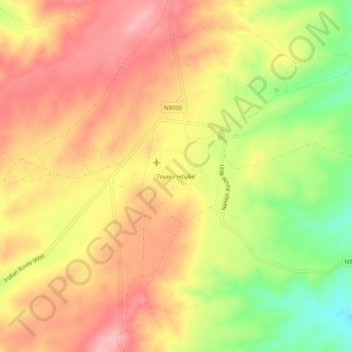Mapa topográfico Toyei, altitude, relevo