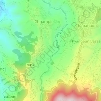 Mapa topográfico Salyantar, altitude, relevo