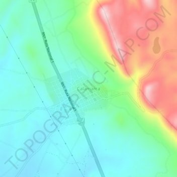 Mapa topográfico Calamarca, altitude, relevo
