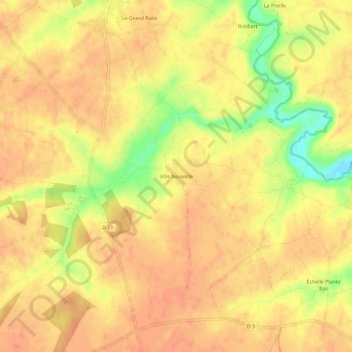 Mapa topográfico Ville Nouvelle, altitude, relevo