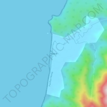Mapa topográfico Huaca, altitude, relevo