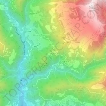 Mapa topográfico Lancisa, altitude, relevo