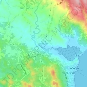 Mapa topográfico Songkoy, altitude, relevo