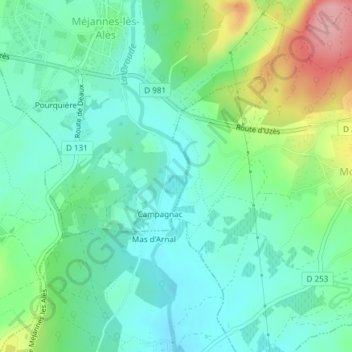 Mapa topográfico Rivière, altitude, relevo