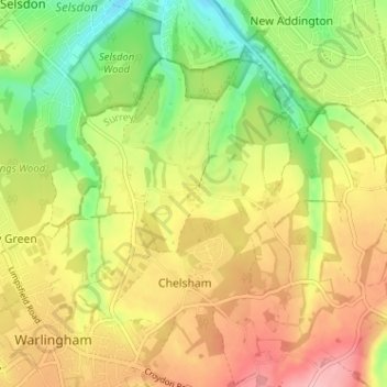 Mapa topográfico Farleigh, altitude, relevo