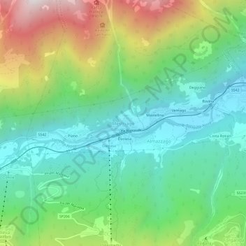Mapa topográfico Mestriago, altitude, relevo