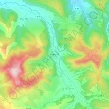 Mapa topográfico Seigneurix, altitude, relevo