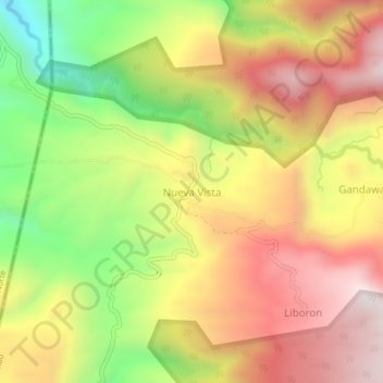 Mapa topográfico Nueva Vista, altitude, relevo