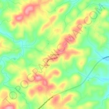 Mapa topográfico Elamsville, altitude, relevo
