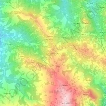 Mapa topográfico Casa del Matto, altitude, relevo