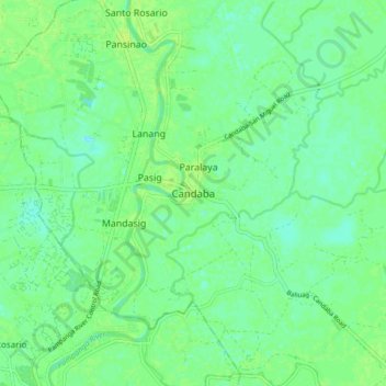 Mapa topográfico Candaba, altitude, relevo