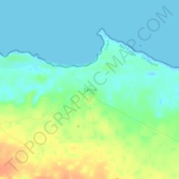 Mapa topográfico Taroa, altitude, relevo