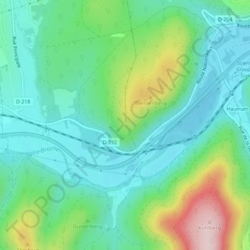 Mapa topográfico Rocher du Corbeau, altitude, relevo
