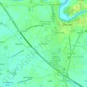 Mapa topográfico Lalangan, altitude, relevo