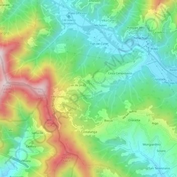 Mapa topográfico Camposasco, altitude, relevo