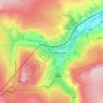 Mapa topográfico Clough Lee, altitude, relevo