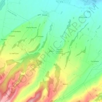 Mapa topográfico Tollara, altitude, relevo
