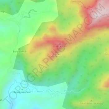 Mapa topográfico Paccekke, altitude, relevo