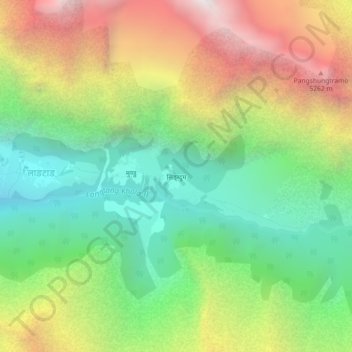 Mapa topográfico Siṅdum, altitude, relevo