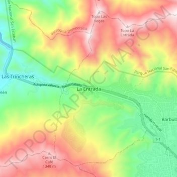 Mapa topográfico La Entrada, altitude, relevo