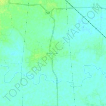 Mapa topográfico Ketugram, altitude, relevo