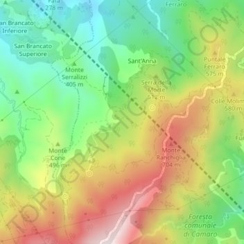 Mapa topográfico Musolino, altitude, relevo