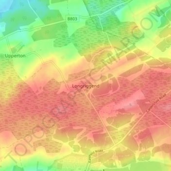 Mapa topográfico Longriggend, altitude, relevo