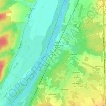 Mapa topográfico La Côte aux Merles, altitude, relevo