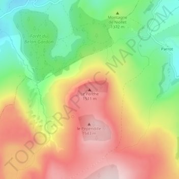 Mapa topográfico Le Perche, altitude, relevo