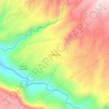 Mapa topográfico Linandang, altitude, relevo