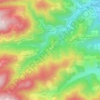 Mapa topográfico L'Hermet, altitude, relevo