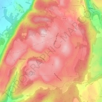 Mapa topográfico Annoisin, altitude, relevo