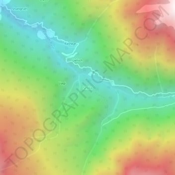 Mapa topográfico Shila, altitude, relevo