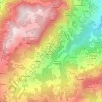 Mapa topográfico Castellaro, altitude, relevo