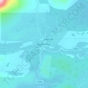 Mapa topográfico Maam Cross, altitude, relevo