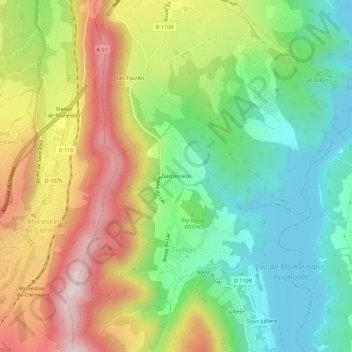 Mapa topográfico Garcinnière, altitude, relevo