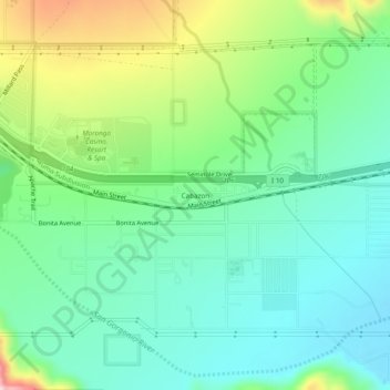Mapa topográfico Cabazon, altitude, relevo